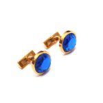 Round Cut Blue Crystal Cufflinks