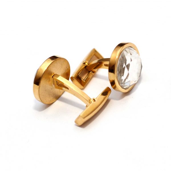 Round Cut Crystal Cufflinks - Image 2