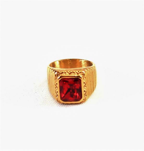 Emperor Red Square 4k Gold Ring - Image 2