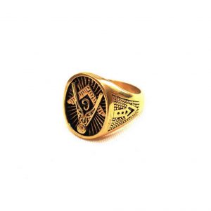 Gold Compass Signet Ring