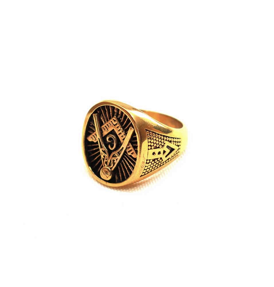Gold Compass Signet Ring