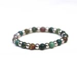 Silver And Earth Green Beaded Bracelet