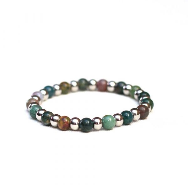 Silver And Earth Green Beaded Bracelet - Image 2