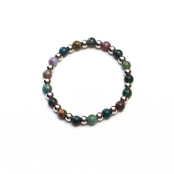 Silver And Earth Green Beaded Bracelet - Image 3