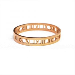 Rose Gold Bold Bracelet With Roman Numerals