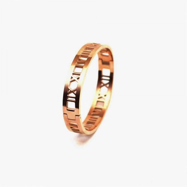 Rose Gold Bold Bracelet With Roman Numerals - Image 2