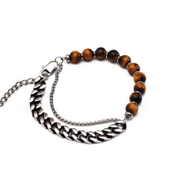 Black Bean Beaded And Silver Link Bracelet - Image 2