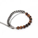 Black Bean Beaded And Silver Link Bracelet