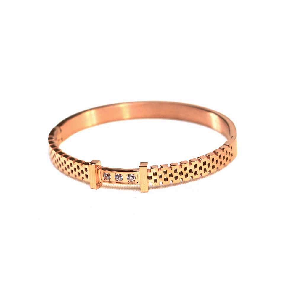 Rose Gold Fawn Bracelet With CZ Stone