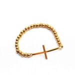 Gold Beads And Cross Bracelet