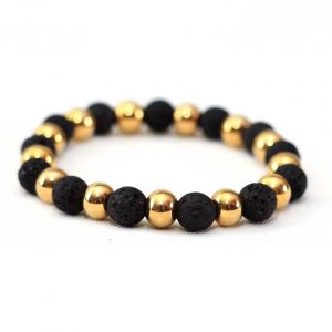 Coal And Gold Bead Bracelet