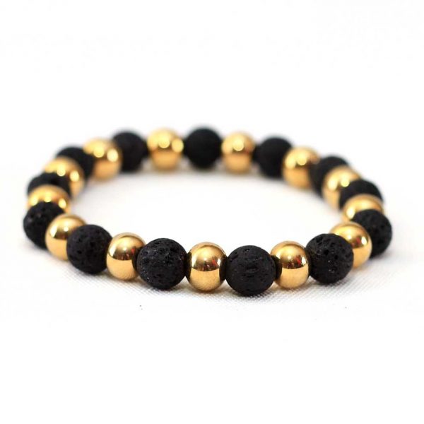 Coal And Gold Bead Bracelet