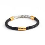 Twin Leather and Silver Bracelet