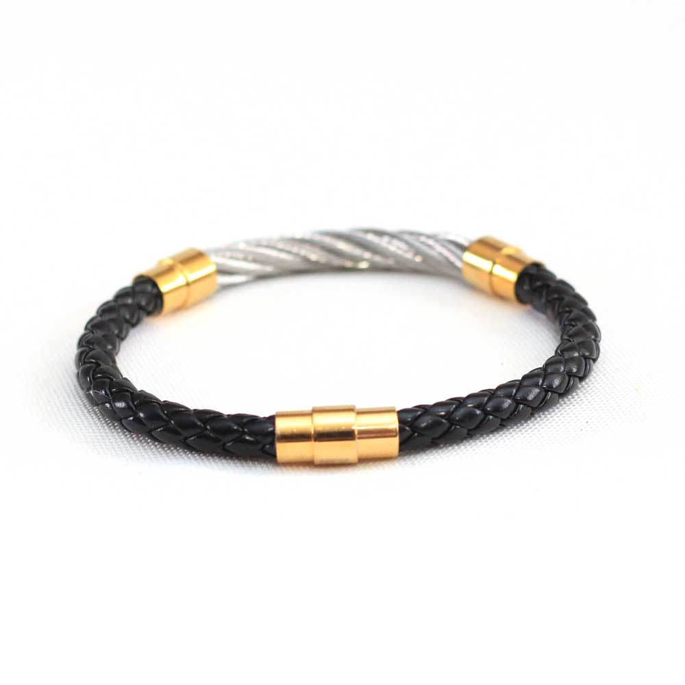 Twin Leather and Silver Bracelet