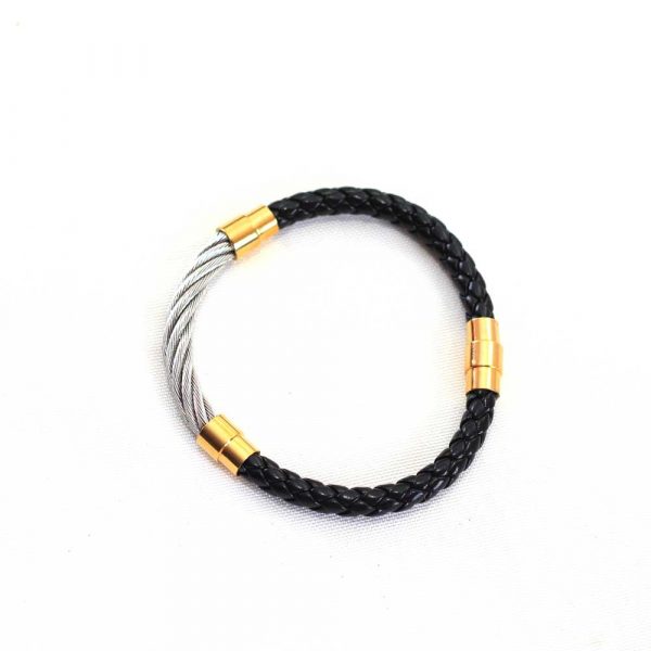 Twin Leather and Silver Bracelet - Image 3