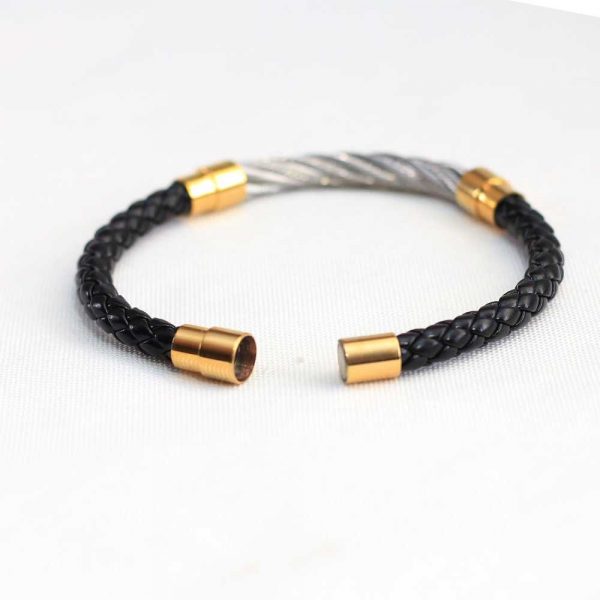 Twin Leather and Silver Bracelet - Image 2