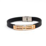  Black Emperor Leather Bracelet And Rose Gold Emblem 