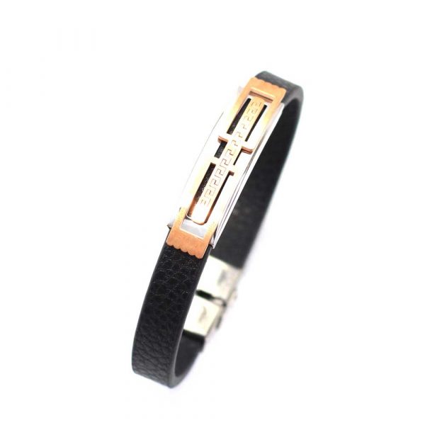  Black Emperor Leather Bracelet And Rose Gold Emblem  - Image 3