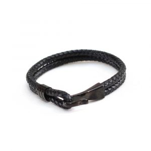 Double Braid Leather Strap Bracelet