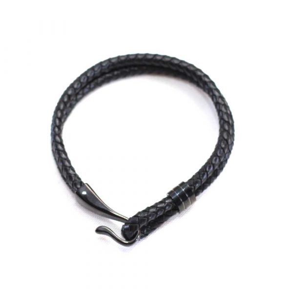 Double Braid Leather Strap Bracelet - Image 2