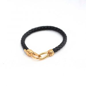  Black Braided Leather With Gold