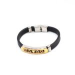 Black Emperor Leather and Gold Emblem Bracelet