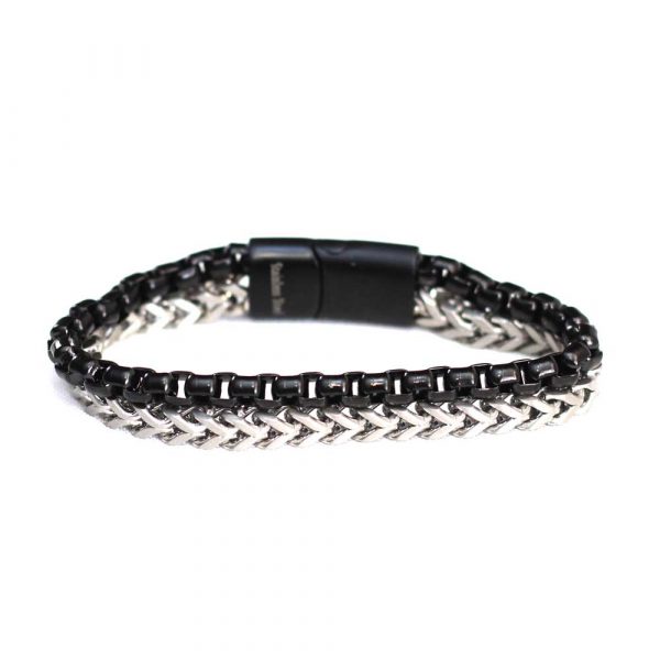 Silver And Black Link Fashion Bracelet - Image 2