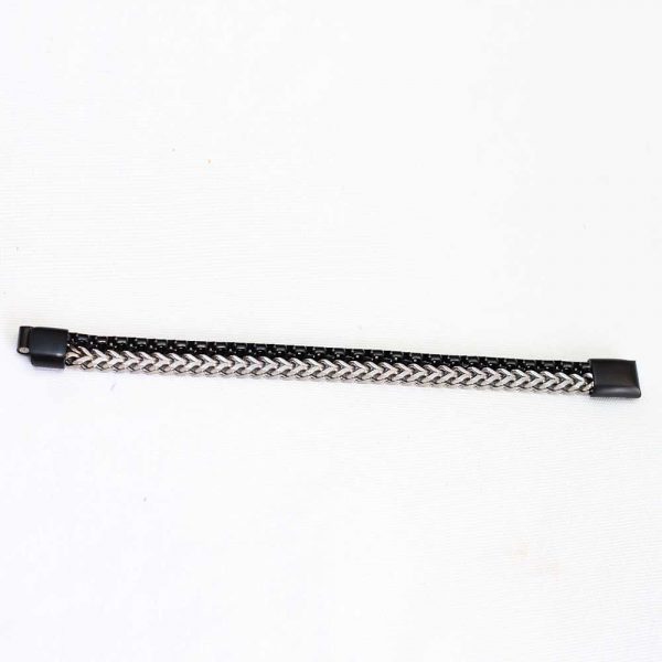 Silver And Black Link Fashion Bracelet