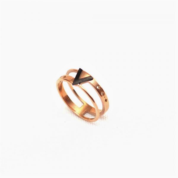 Rose Gold Double Band Letter Ring - Image 3