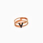 Rose Gold Double Band Letter Ring