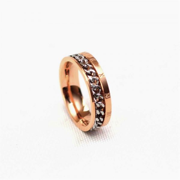 Rose Gold Chain Ring Engraved With Roman Numerals - Image 2