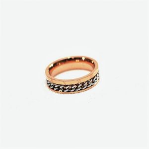 Rose Gold Chain Ring Engraved With Roman Numerals