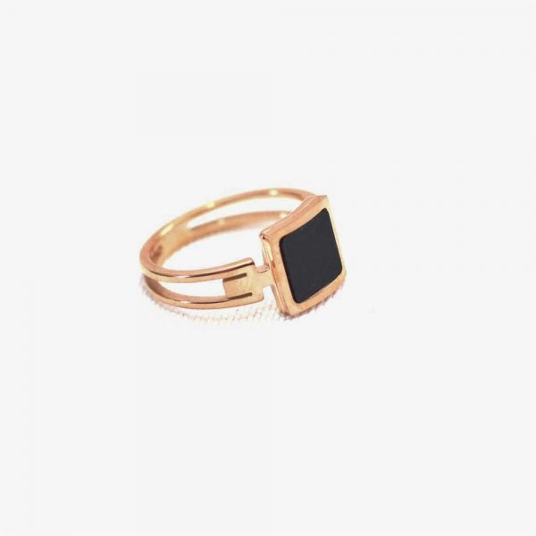 Rose Gold With Black Emerald Stone Ring - Image 2