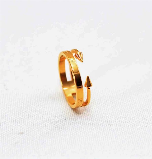 Gold Double Band Hera Ring Engraved With Roman Numerals - Image 2