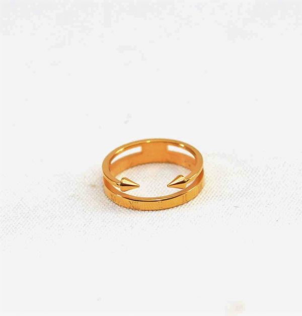 Gold Double Band Hera Ring Engraved With Roman Numerals