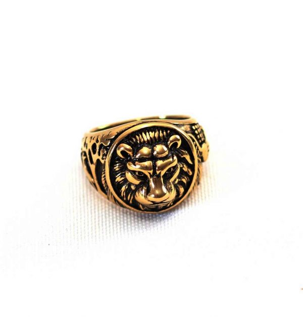 Gold Lion Head Insignia Ring - Image 2