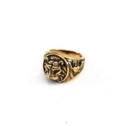 Gold Lion Head Insignia Ring