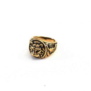 Gold Lion Head Insignia Ring