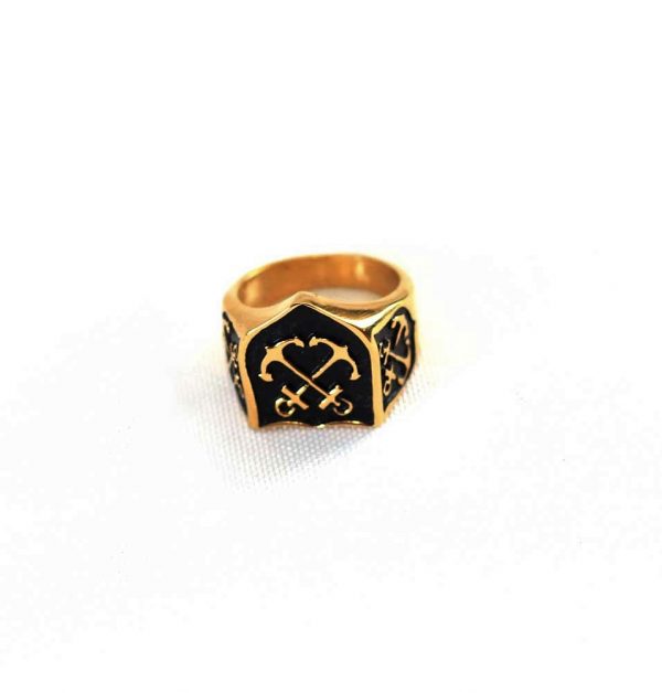 Double Anchor Gold Insignia Ring - Image 2