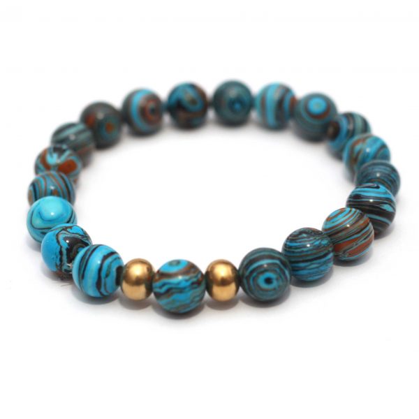 Gold and Blue Beaded Bracelet - Image 2