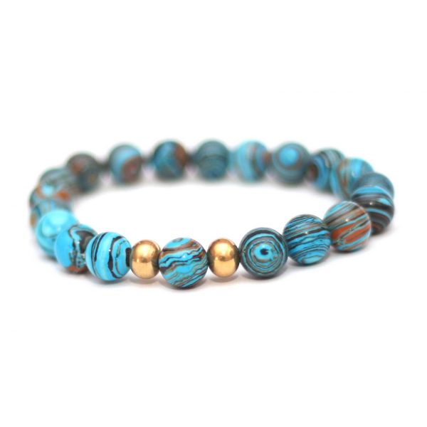 Gold and Blue Beaded Bracelet