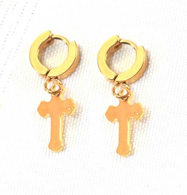 4K Gold Cross Earrings