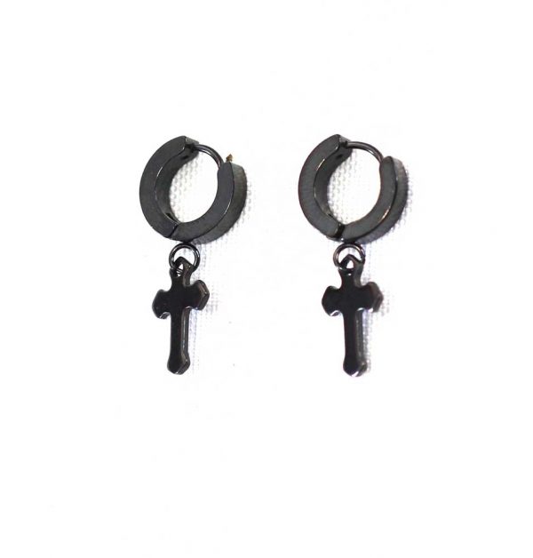 Black Tint Cross Earrings