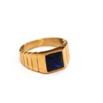 Blue Square 4K Gold Ring