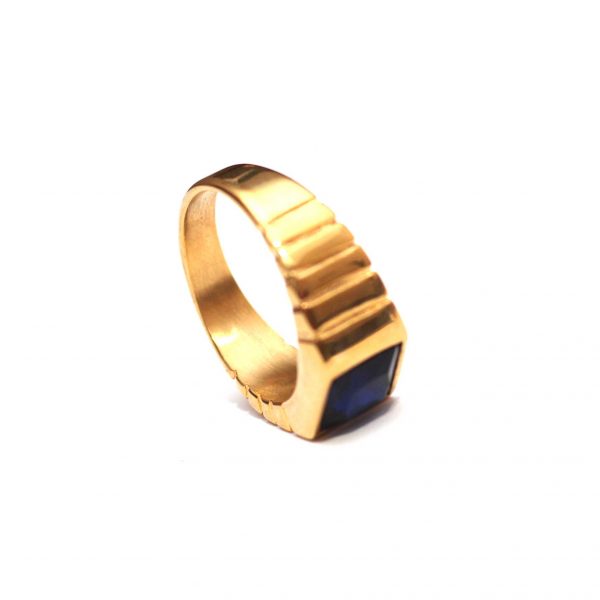 Blue Square 4K Gold Ring - Image 2