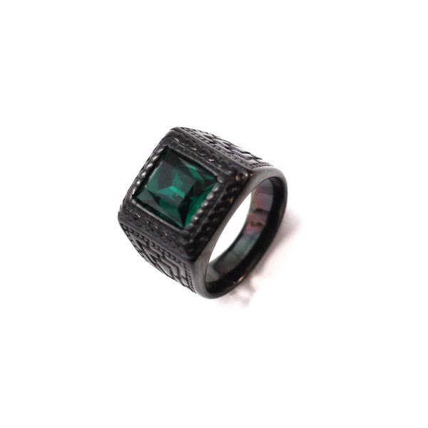  Green Emerald Crystal Black Ring - Image 2