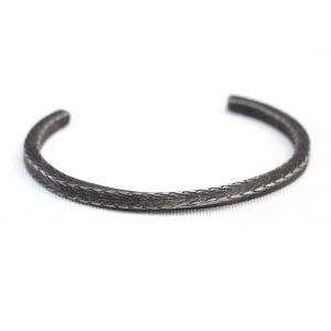 Ash Black Steel Twist Cuff Bracelet