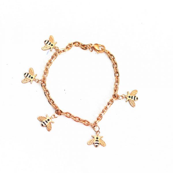 Rose Gold Bee Charm Bracelet - Image 2