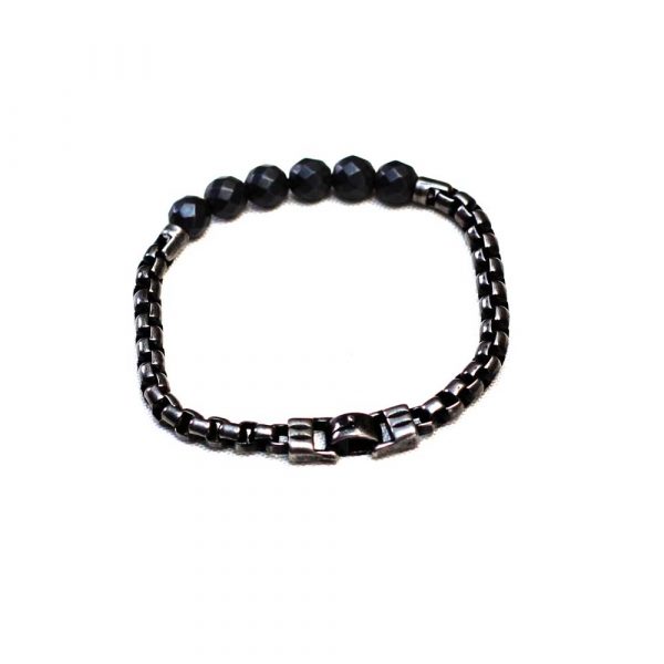 Ash Black Link And Bead Bracelet - Image 3