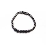 Ash Black Link And Bead Bracelet